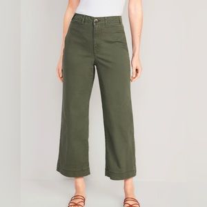 High-Waisted Cropped Wide-Leg Chino Pants